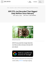 XRP ETFs Just Recorded Their Biggest Daily Netflow Since February