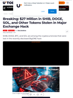 Breaking: $27 Million in SHIB, DOGE, SOL, and Other Tokens Stolen in Major Exchange Hack