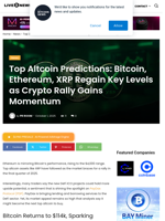 Top Altcoin Predictions: Bitcoin, Ethereum, XRP Regain Key Levels as Crypto Rally Gains Momentum  | Live Bitcoin News