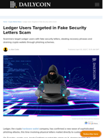Ledger Users Targeted in Fake Security Letters Scam - DailyCoin