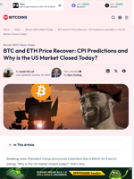 Why is the US Market Closed Today? BTC and ETH Price Recover