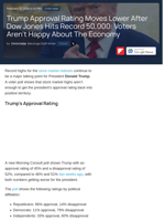 Trump Approval Rating Moves Lower After Dow Jones Hits Record 50,000: Voters Aren't Happy About The Economy - SPDR Dow Jones Industrial Average ETF (ARCA:DIA), State Street SPDR S&P 500 ETF Trust (ARCA:SPY) - Benzinga