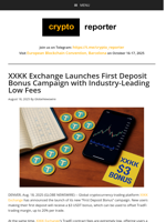 XXKK Exchange Launches First Deposit Bonus Campaign with Industry-Leading Low Fees