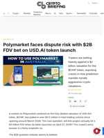 Polymarket faces dispute risk with $2B FDV bet on USD.AI token launch