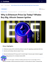 CoinPedia || Why is Ethereum Price Up Today?