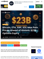 Bitcoin, ETH, XRP, SOL Max Pain Prices Ahead of Historic $23B Options Expiry | Live Bitcoin News