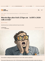 Bitcoin dips after Fed’s 25 bps cut - Is BTC’s 2026 rally at risk? - AMBCrypto