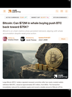Bitcoin: Can $72M in whale buying push BTC back toward $75K? - AMBCrypto