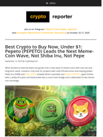 Best Crypto to Buy Now, Under $1: Pepeto (PEPETO) Leads the Next Meme-Coin Wave, Not Shiba Inu, Not Pepe