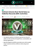 VeChain Unlocks Real-World Value as VeBetter Records 20M+ Activities - Crypto News Flash