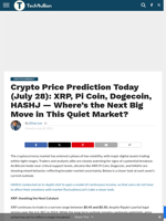 Crypto Price Prediction Today (July 28): XRP, Pi Coin, Dogecoin, HASHJ — Where’s the Next Big Move in This Quiet Market? - TechBullion