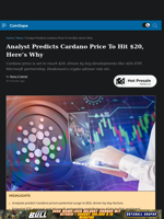 Analyst Predicts Cardano Price To Hit $20, Here’s Why