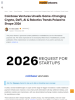 Coinbase Ventures Unveils Game-Changing Crypto, DeFi, AI & Robotics Trends Poised to Shape 2026 - InsideBitcoins.com