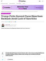 Trump-Putin Faces Bipartisan Backlash Amid of Sanctions