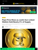 Pepe Price Rises as Justin Sun-Linked Wallets Hold Nearly 3% of Supply - CoinCentral