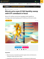 Bitcoin Price Targets Match Key Liquidity Wall Near $116,000