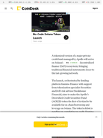 RWA News: Private Equity Giant Apollo Global Private Credit Fund Set for Tokenization on Solana (SOL)