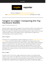 Tangem vs Ledger: Comparing the Top Hardware Wallets