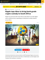 South African Bank Absa Taps Ripple for Crypto Custody