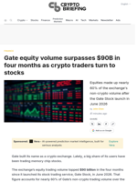 Gate equity volume surpasses $90B in four months as crypto traders turn to stocks