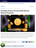 Michigan Pushes Forward With Bitcoin Reserve Proposal