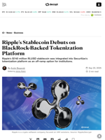 Ripple’s Stablecoin Debuts on BlackRock-Backed Tokenization Platform - Decrypt