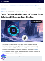 Could Coldware Be The next $300 Coin After Solana and Ethereum Drop Gas Fees