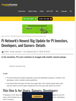 Pi Network's Newest Big Update for PI Investors, Developers, and Gamers: Details
