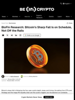 BloFin Research: Bitcoin’s Sharp Fall Is on Schedule, Not Off the Rails