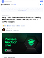 Why ZKP’s Fair Presale Auctions Are Drawing More Attention Than ETH’s $3,400 Test & ADA’s Support: Guest Post by CoinoMedia | CoinMarketCap