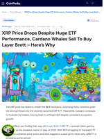 XRP Price Drops Despite Huge ETF Performance, Cardano Whales Sell To Buy Layer Brett - Here's Why