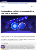 Coinbase Expands Staking Services to New York, Now in 46
States
