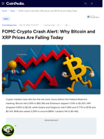 FOMC Crypto Crash Alert: Why Bitcoin and XRP Prices Are Falling Today