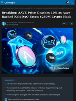 AAVE Price Crashes 10% as Aave's KelpDAO Faces $280M Hack