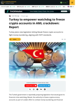 Turkey to Let Masak Freeze Crypto Accounts in AML Push: Report
