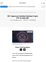 SEC Approves Hashdex Nasdaq Crypto ETF to Hold XRP