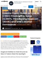 Investor Frenzy Builds as Lyno AI (LYNO) Predicted to Surge 22,680%, Threatening Dogecoin (DOGE) and SHIB’s Market Dominance | Live Bitcoin News