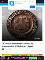 US Treasury Seeks Public Comment On Implementation Of GENIUS Act - Details | Bitcoinist.com