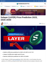 Solayer (LAYER) Price Prediction 2025, 2026-2030  - TheNewsCrypto