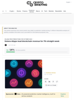 Solana dApps lead blockchain revenue for 7th straight week