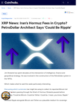 XRP News: Iran's Hormuz Fees in Crypto? PetroDollar Architect Says ‘Could Be Ripple’