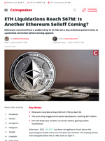 Ethereum Liquidations Hit $67M — Is Another Selloff Ahead?