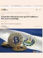 El Salvador’s Bitcoin bet now up $357 million as BTC nears
record high