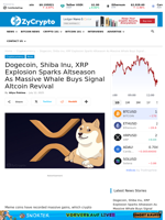 Dogecoin, Shiba Inu, XRP Explosion Sparks Altseason As Massive Whale Buys Signal Altcoin Revival ⋆ ZyCrypto