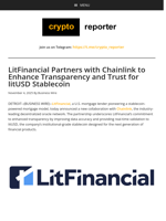 LitFinancial Partners with Chainlink to Enhance Transparency and Trust for litUSD Stablecoin
