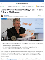 Michael Saylor Clarifies Strategy’s Bitcoin Sale Policy at BTC Prague - TheNewsCrypto