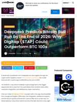 Deepseek Predicts Bitcoin Bull Run by the End of 2026: Why Digitap ($TAP) Could Outperform BTC 100x | Live Bitcoin News