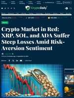 Crypto Market in Red: XRP, SOL, and ADA Suffer Steep Losses Amid Risk-Aversion Sentiment - Crypto Daily