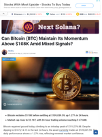 Can Bitcoin (BTC) Maintain Its Momentum Above $108K Amid Mixed Signals?