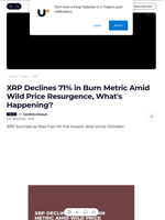 XRP Declines 71% in Burn Metric Amid Wild Price Resurgence, What's Happening? - U.Today